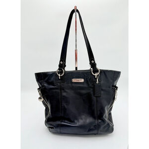 Coach Gallery North South Black Leather with‎ Side Zippers F19456